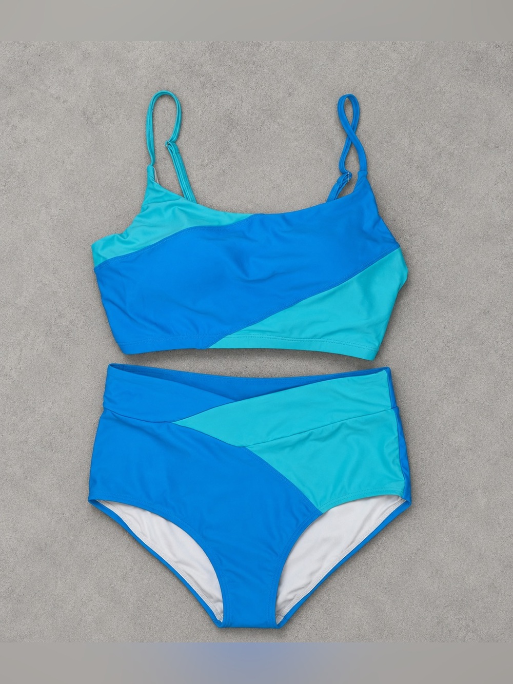 NWT - Herseas Womens Colorblock High Waisted Bikini - Teal Green - Size Small